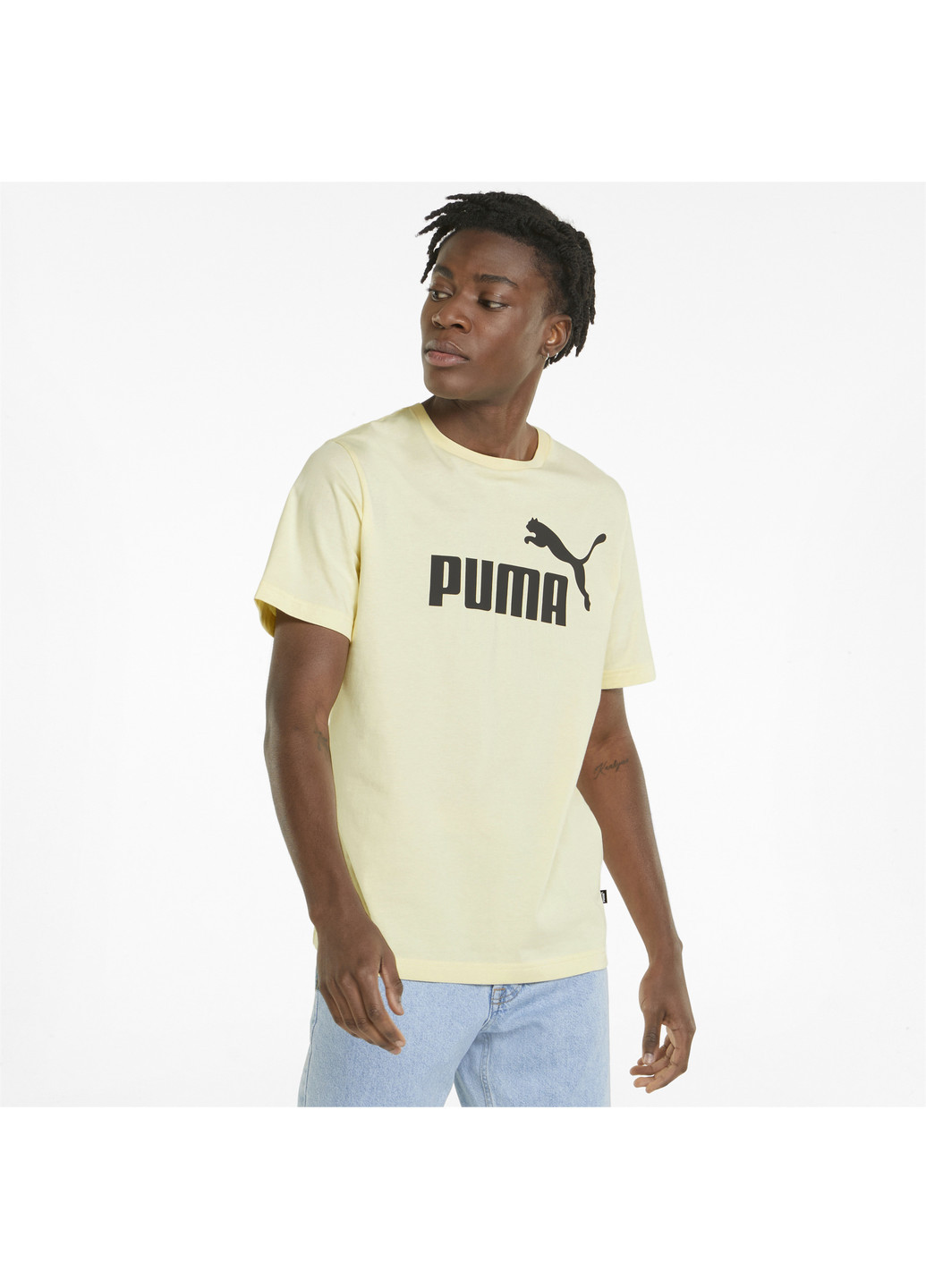 Желтая демисезонная футболка essentials logo men's tee Puma