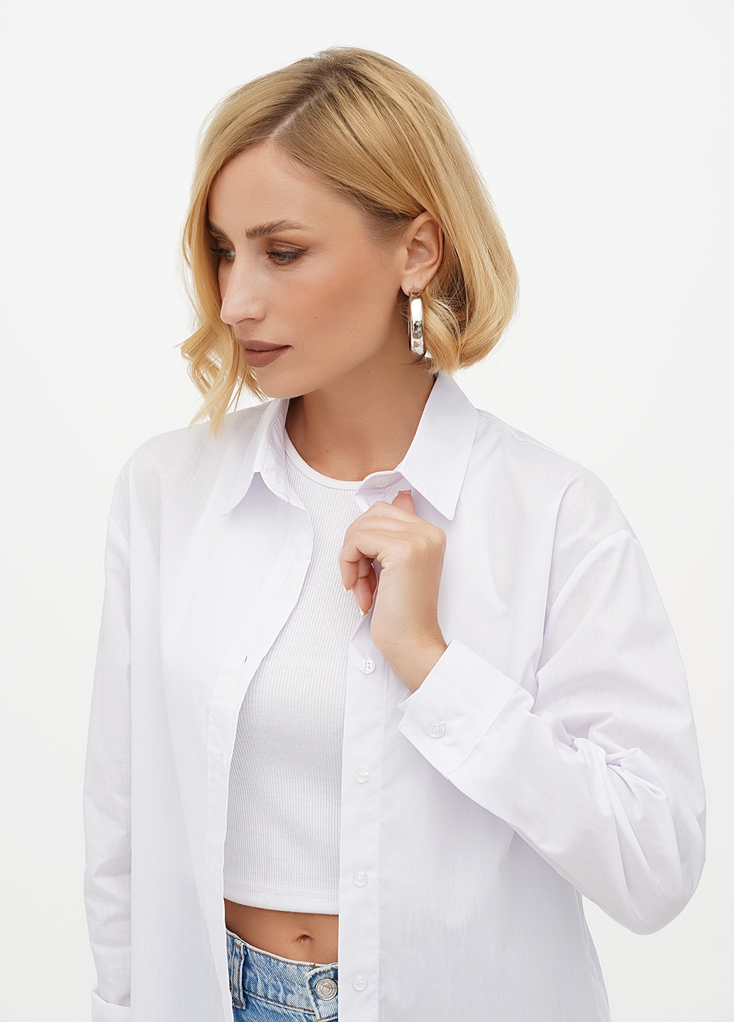 Белая кэжуал рубашка однотонная KASTA design