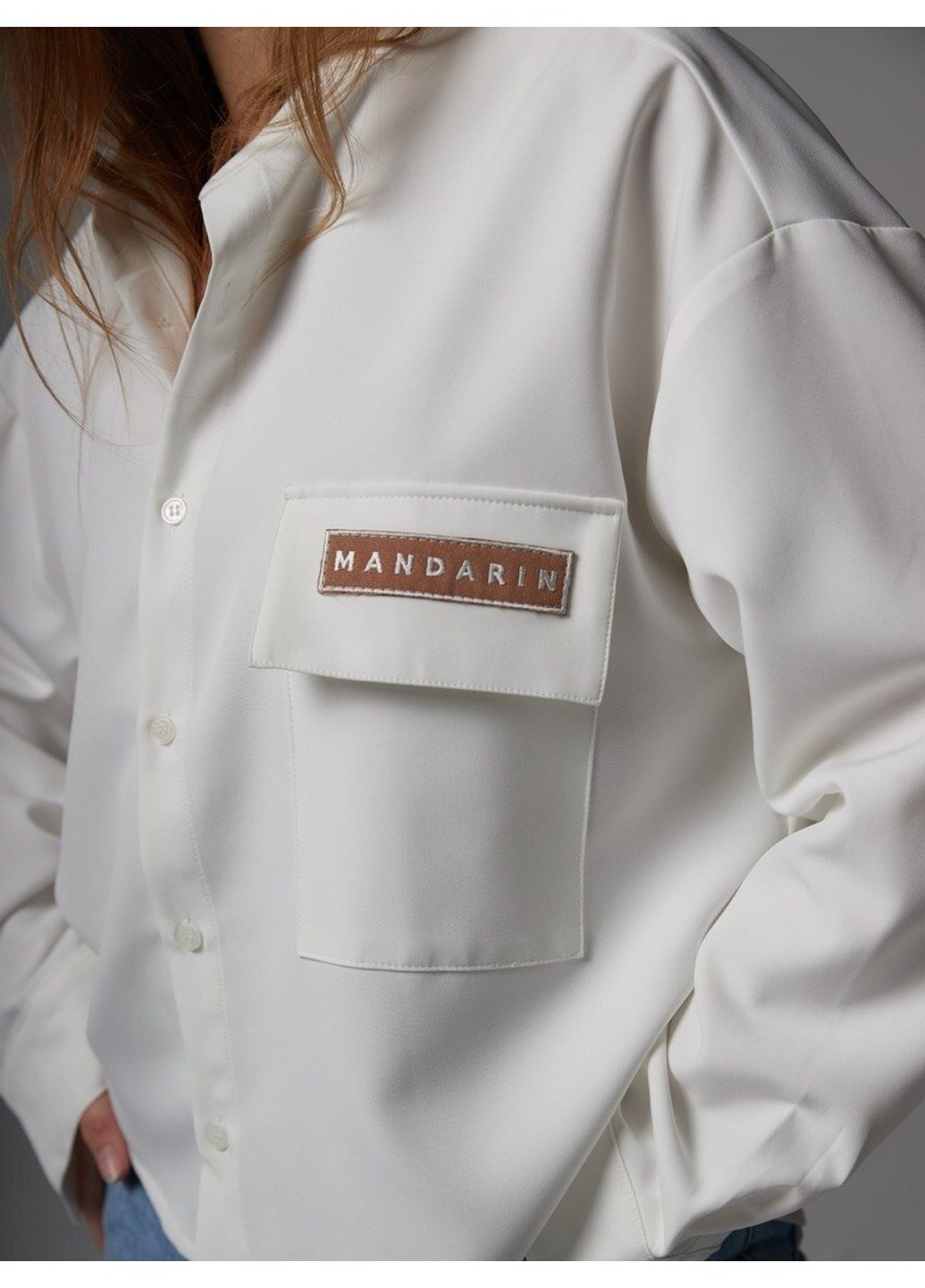 Белая кэжуал рубашка однотонная MANDARIN