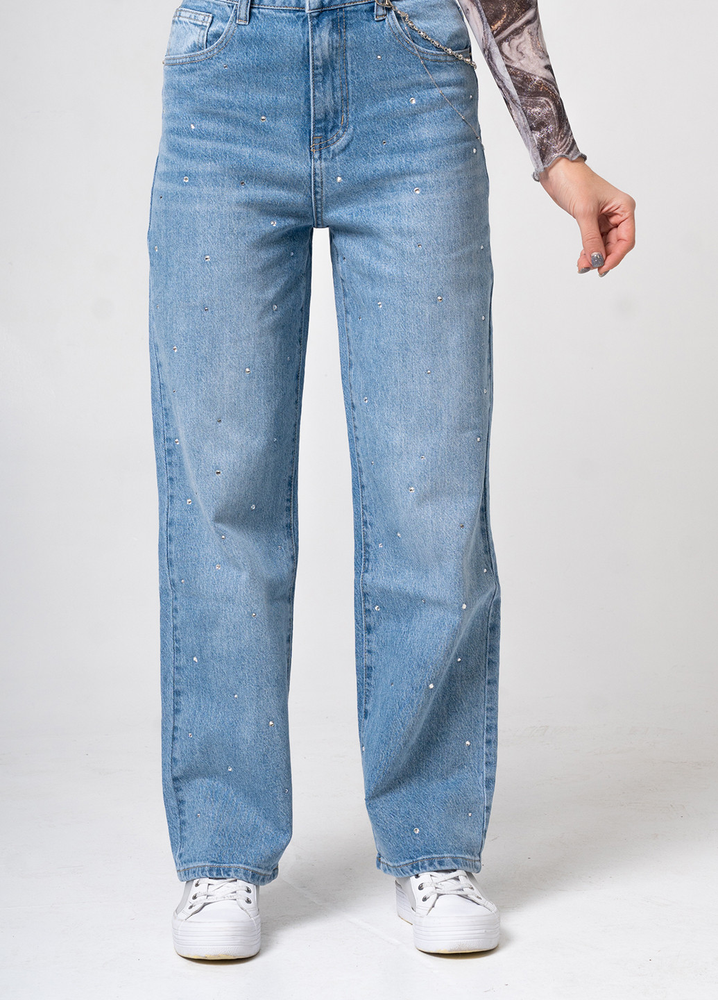 Голубые демисезонные клеш джинсы Icon