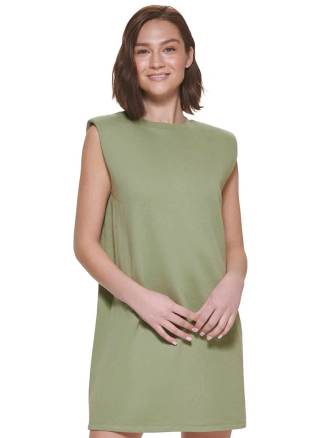 Зеленое кэжуал платье а-силуэт, платье-футболка Calvin Klein однотонное