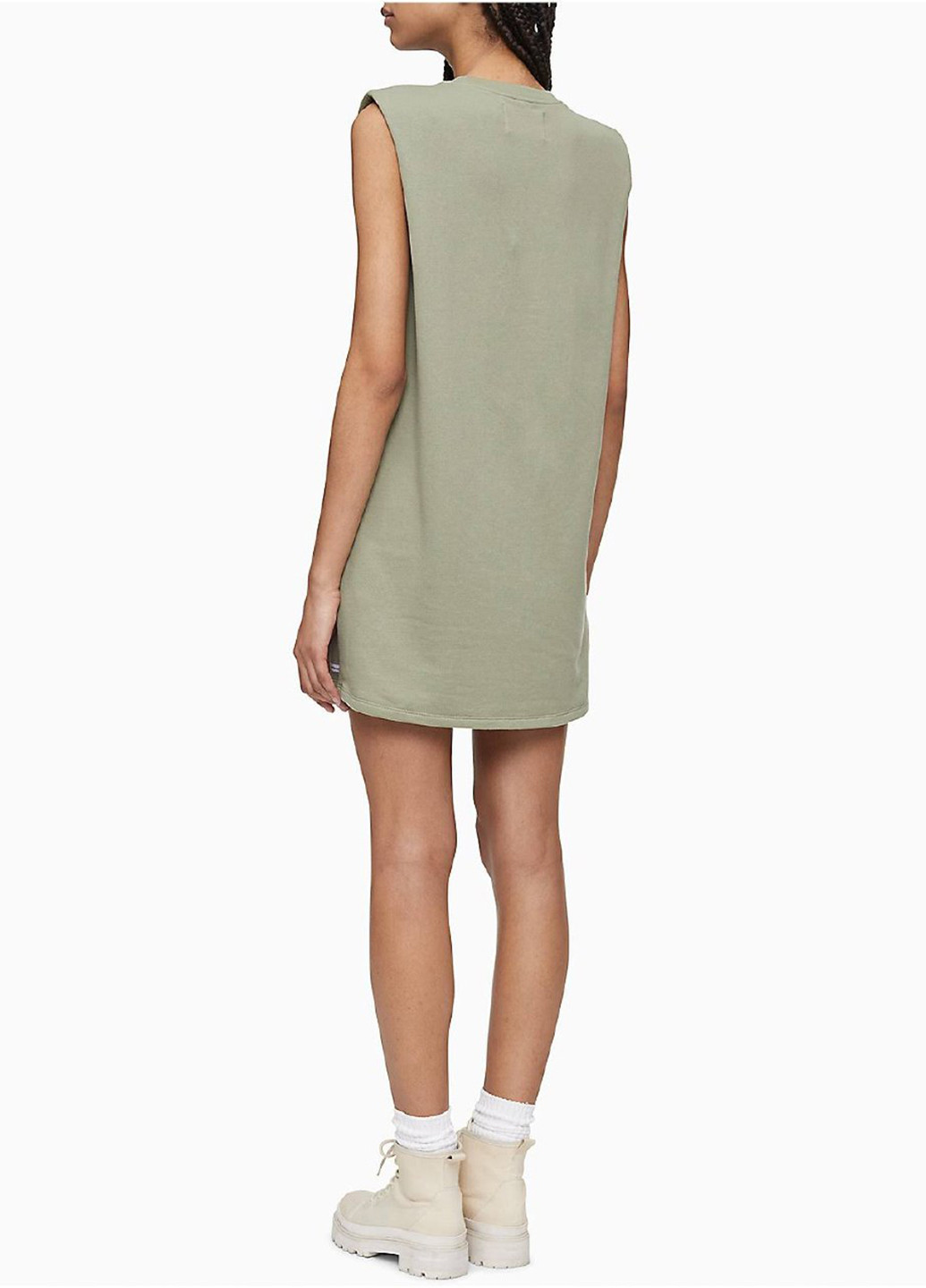 Зеленое кэжуал платье а-силуэт, платье-футболка Calvin Klein однотонное