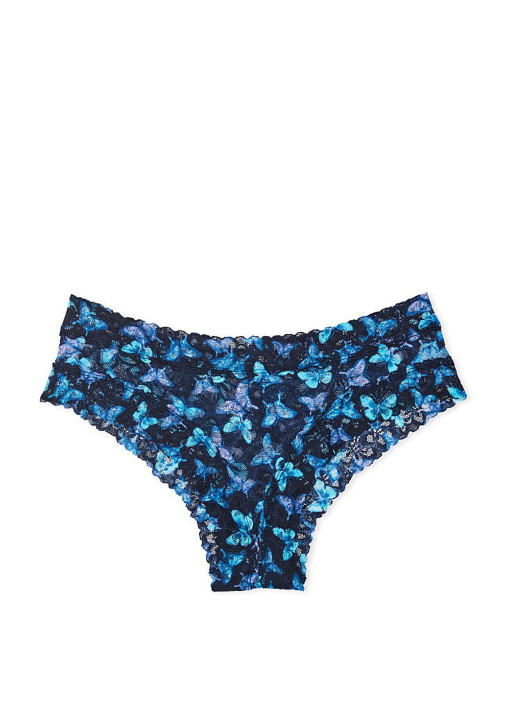 Трусы Victoria's Secret бразилиана бабочки синие повседневные кружево, полиамид