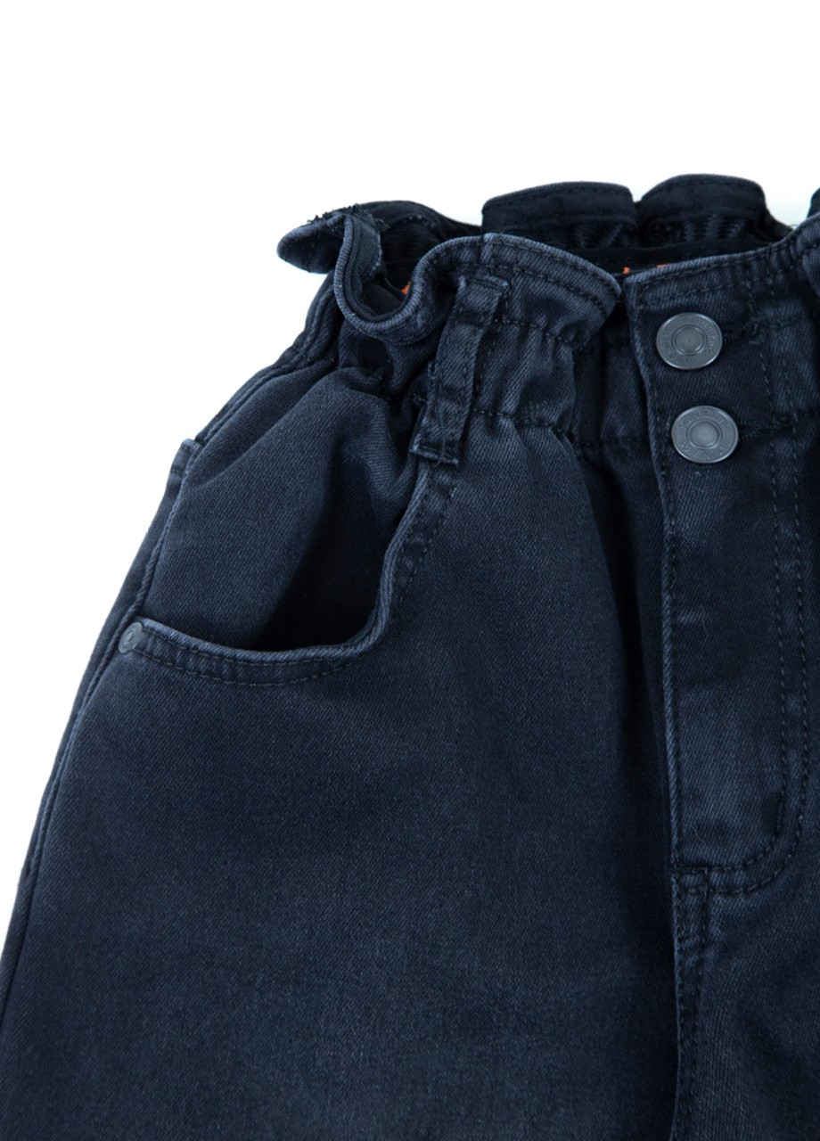 Темно-серые демисезонные джинсы для девочек утепленные мом темно-серые на резинке Altun