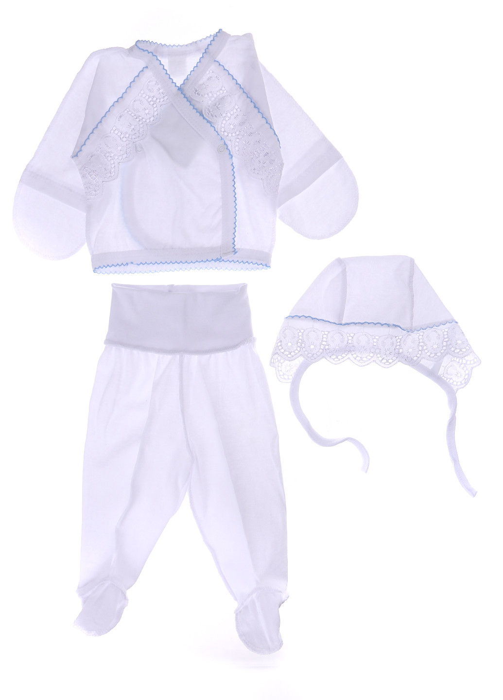Белый демисезонный комплект (кофта, ползунки, шапка) KINDER MODE