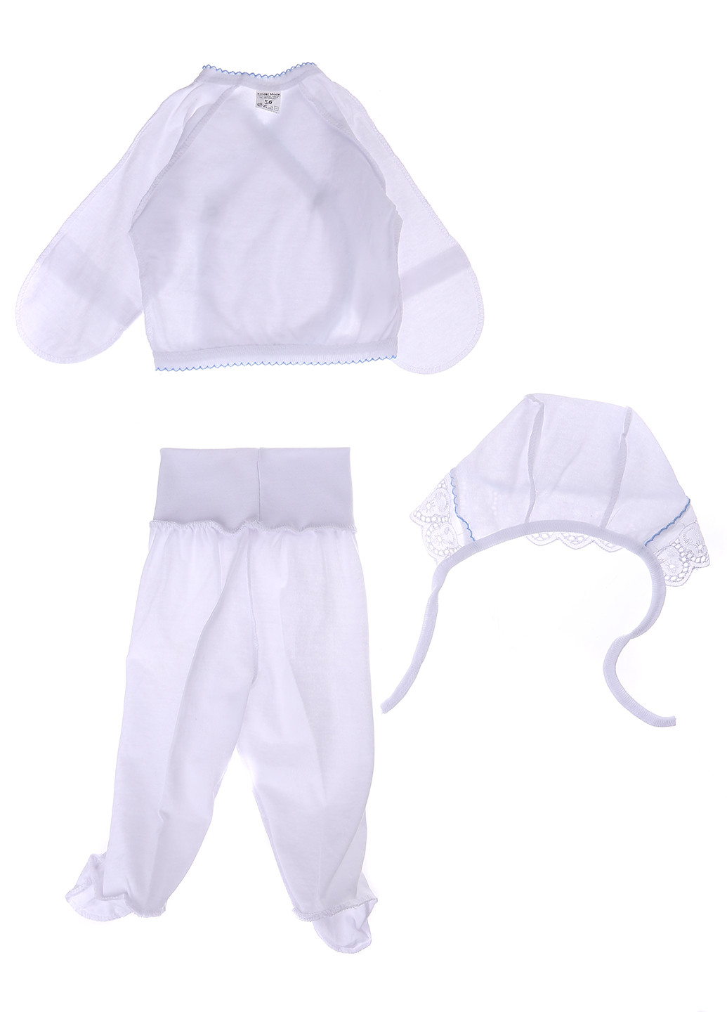 Белый демисезонный комплект (кофта, ползунки, шапка) KINDER MODE