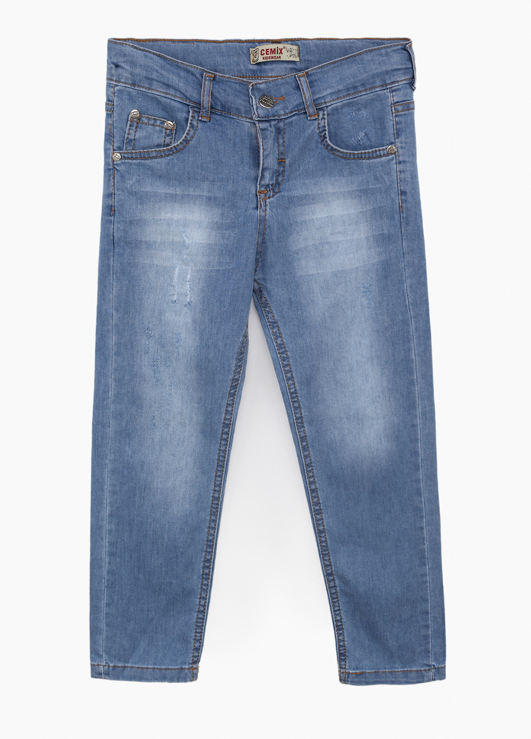 Голубые демисезонные зауженные джинсы Cemix