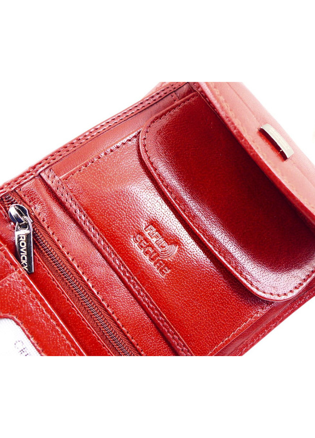 Женский кожаный кошелек маленький красный СPR-8770-BAR Red Rovicky однотонный красный деловой