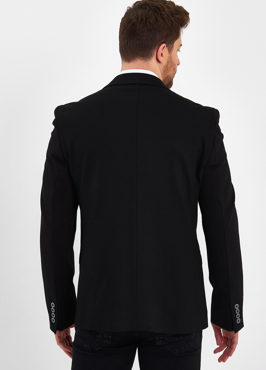 Пиджак Trend Collection однобортный однотонный чёрный кэжуал хлопок