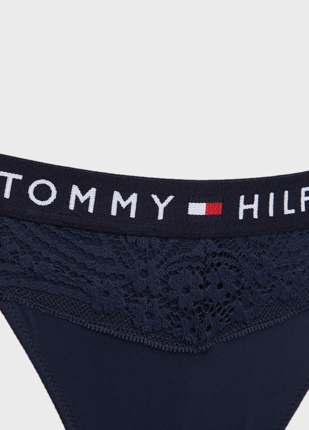 Трусики Tommy Hilfiger стрінги логотипи темно-сині домашні трикотаж, поліамід