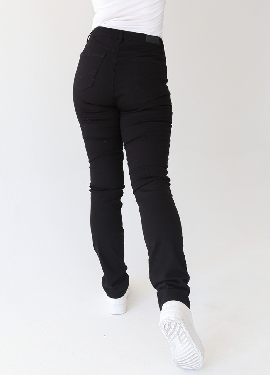 Черные демисезонные прямые джинсы женские черные прямые высокая посадка LACARINO