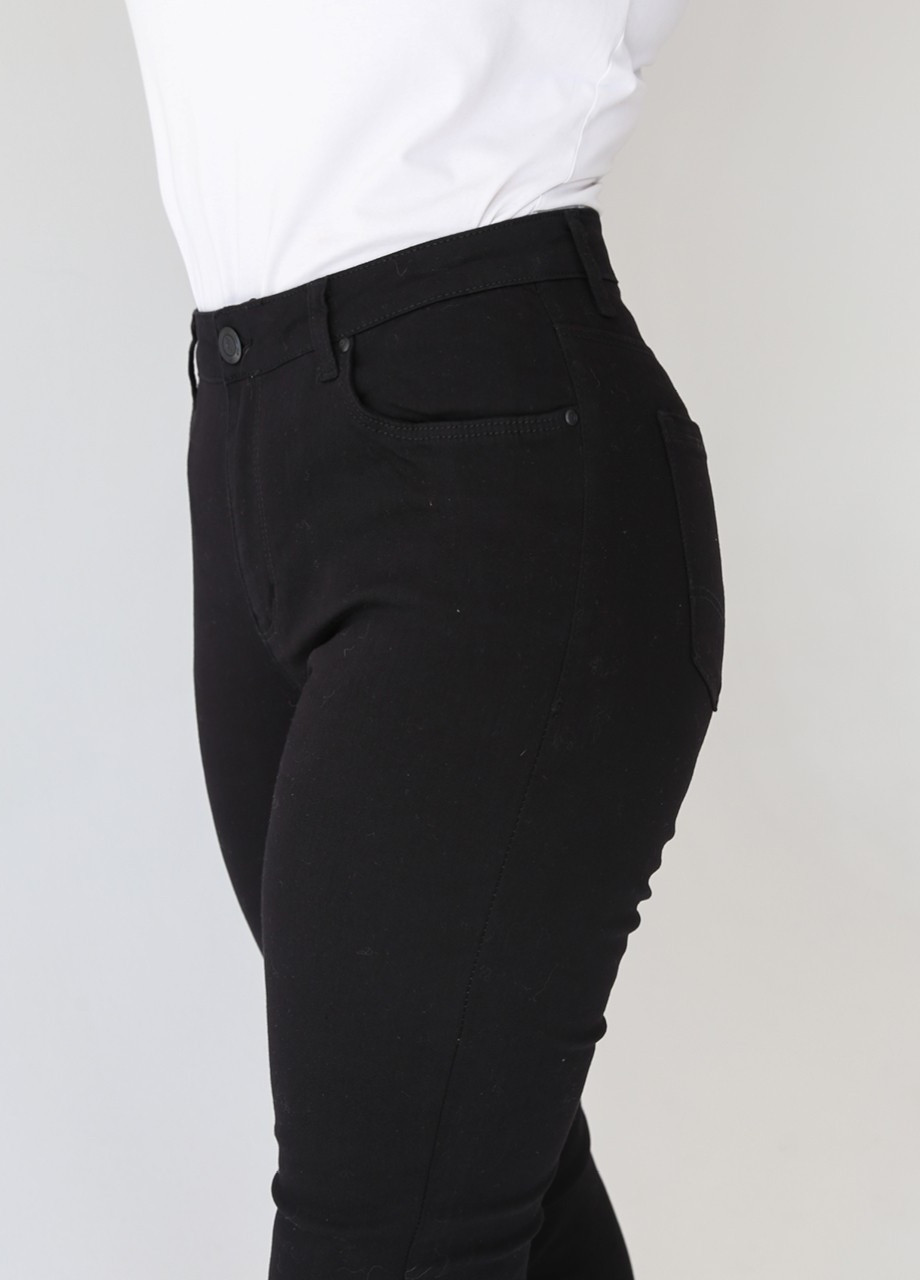 Черные демисезонные прямые джинсы женские черные прямые высокая посадка LACARINO