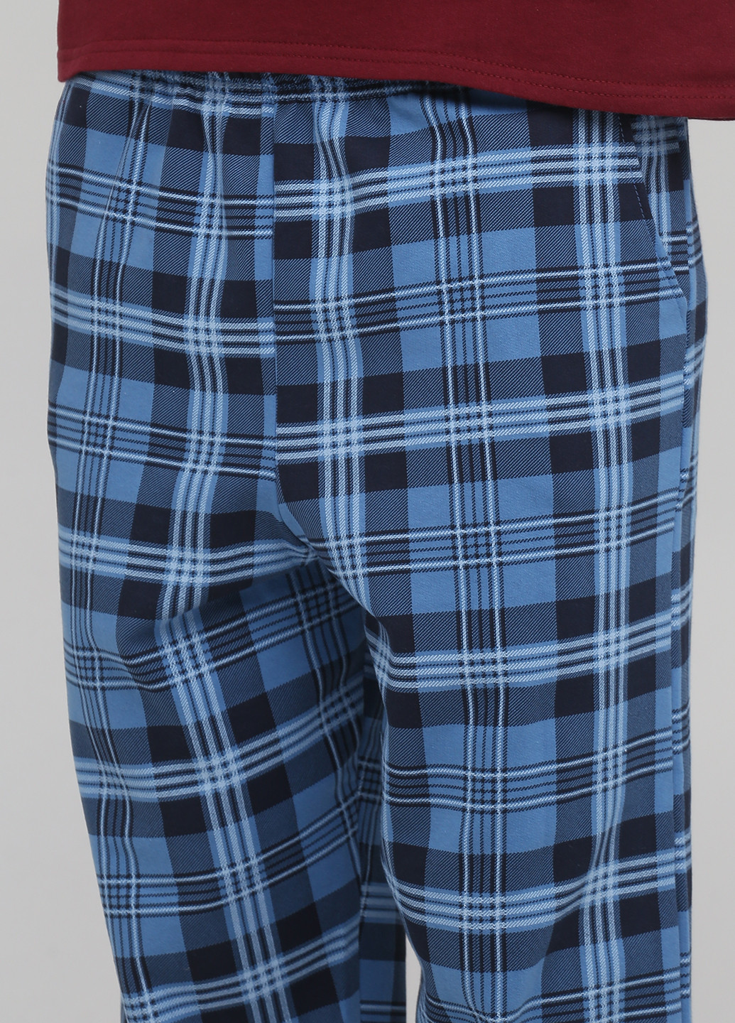 Пижама (лонгслив, брюки, маска для сна) Lucci лонгслив + брюки клетка комбинированная домашняя трикотаж, хлопок