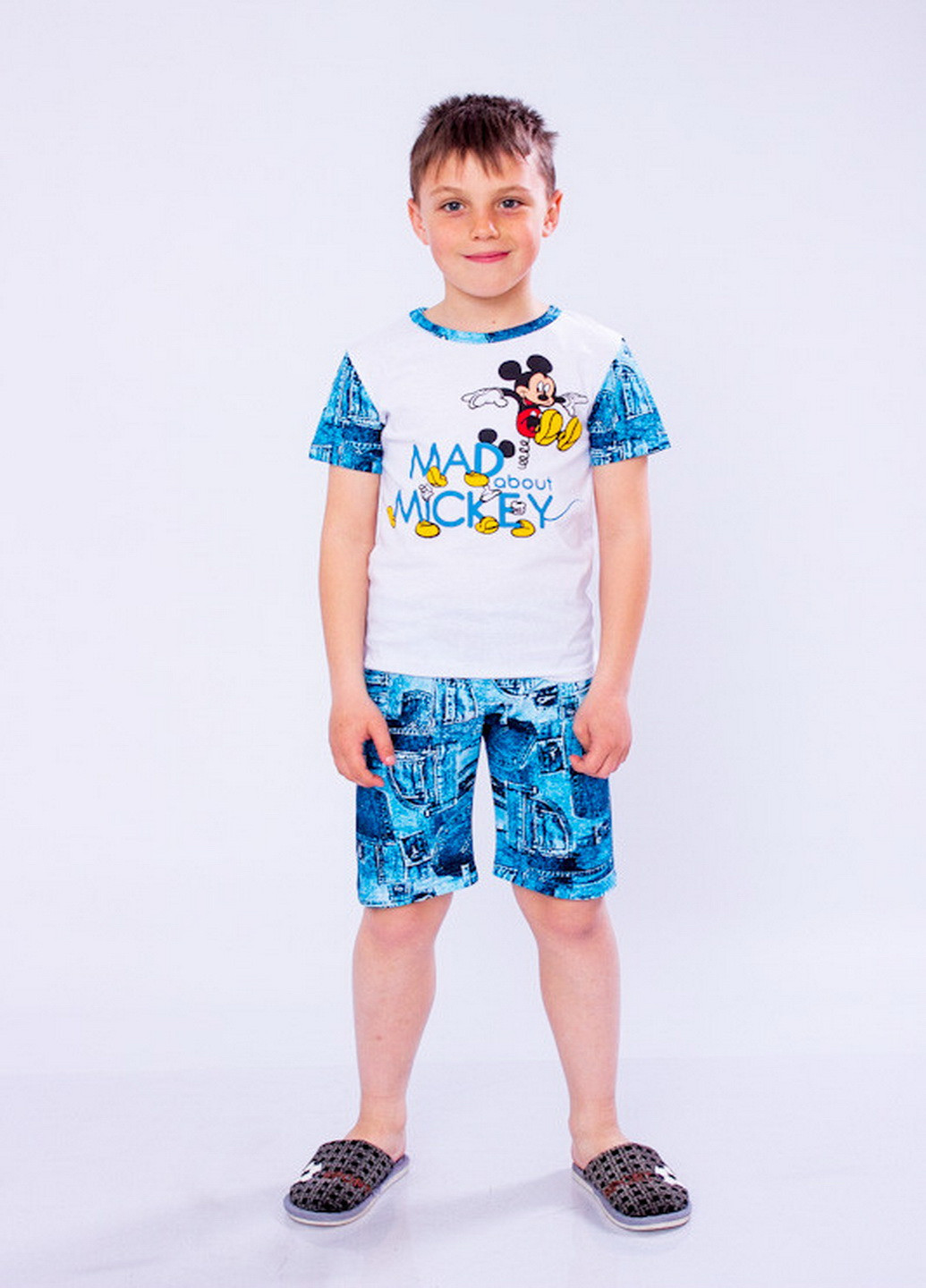 Голубая всесезон пижама для мальчика KINDER MODE