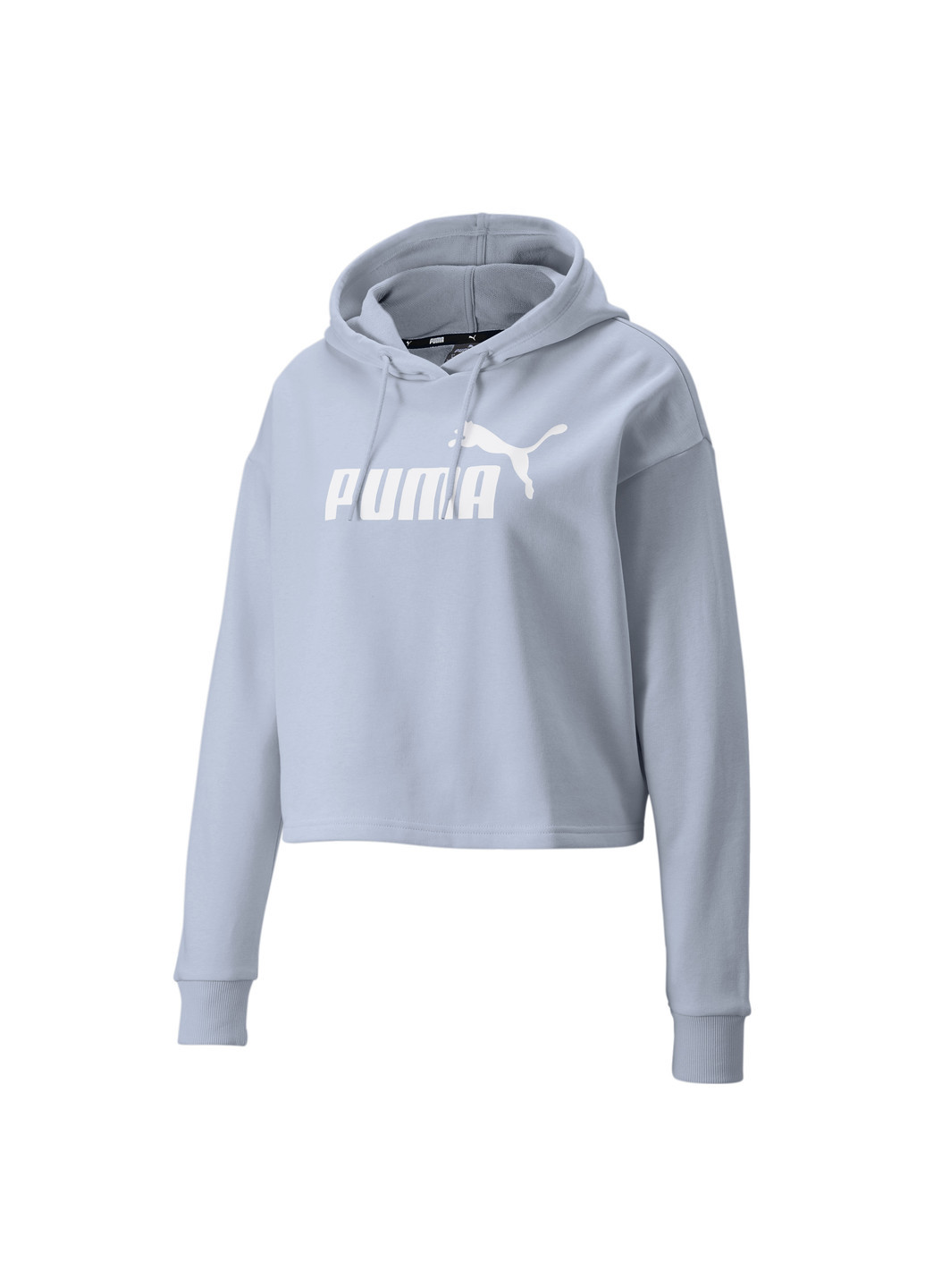Синее спортивное толстовка essentials logo cropped women's hoodie Puma однотонное