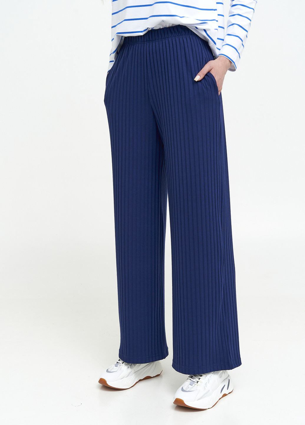 Темно-синие кэжуал демисезонные палаццо брюки KASTA design