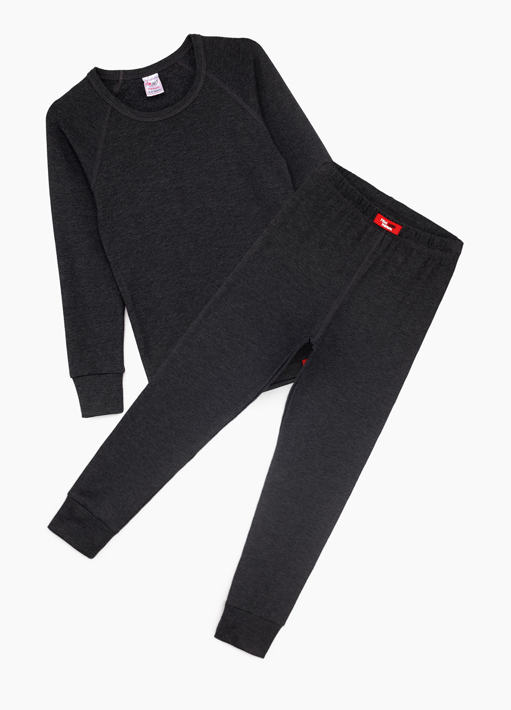 Термокостюм (лонгслив, брюки) F.S.M меланж тёмно-серый спортивный полиэфир, вискоза