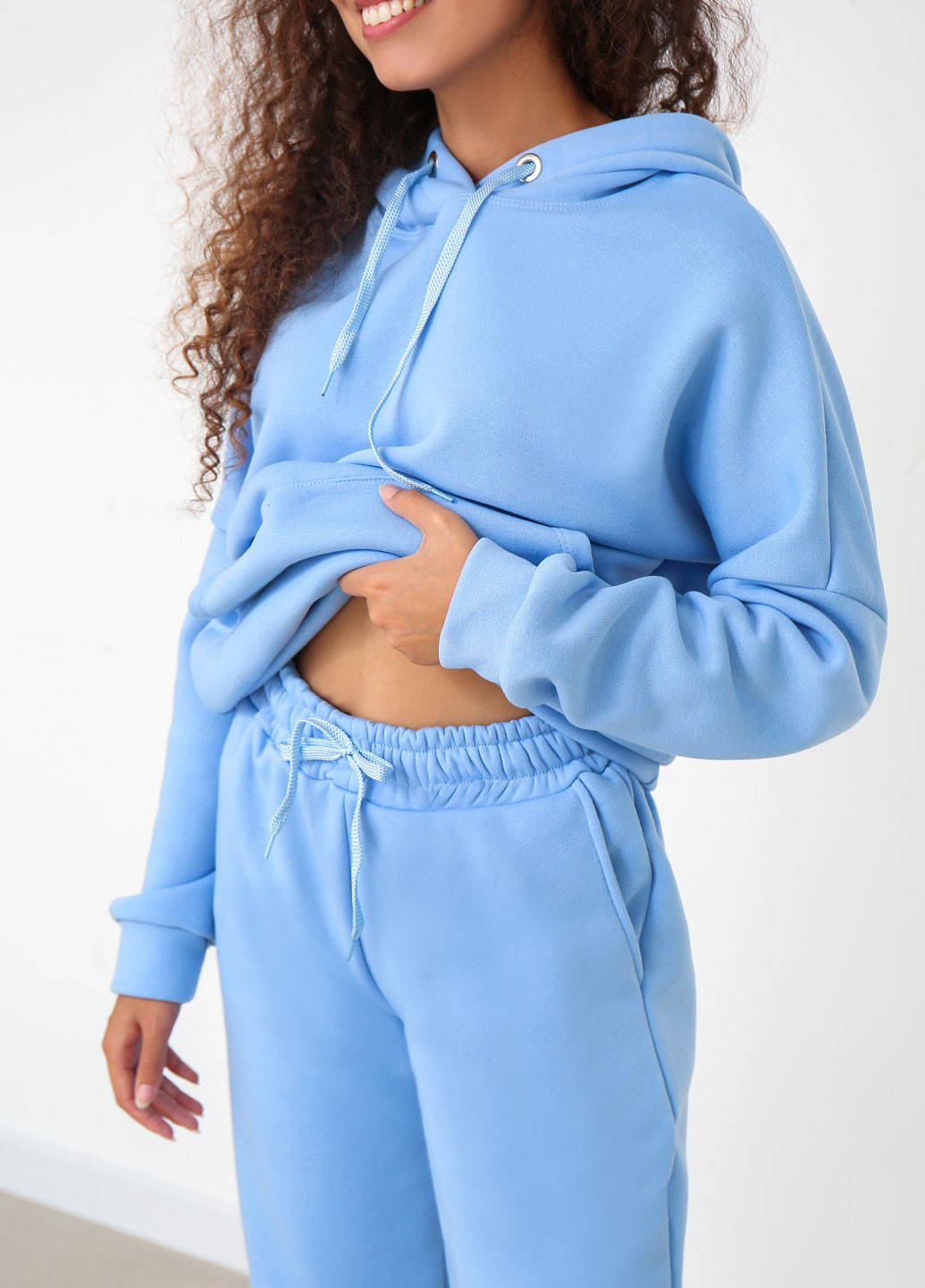 Женский утепленный спортивный костюм Fashion Girl WhyNot однотонный голубой спортивный
