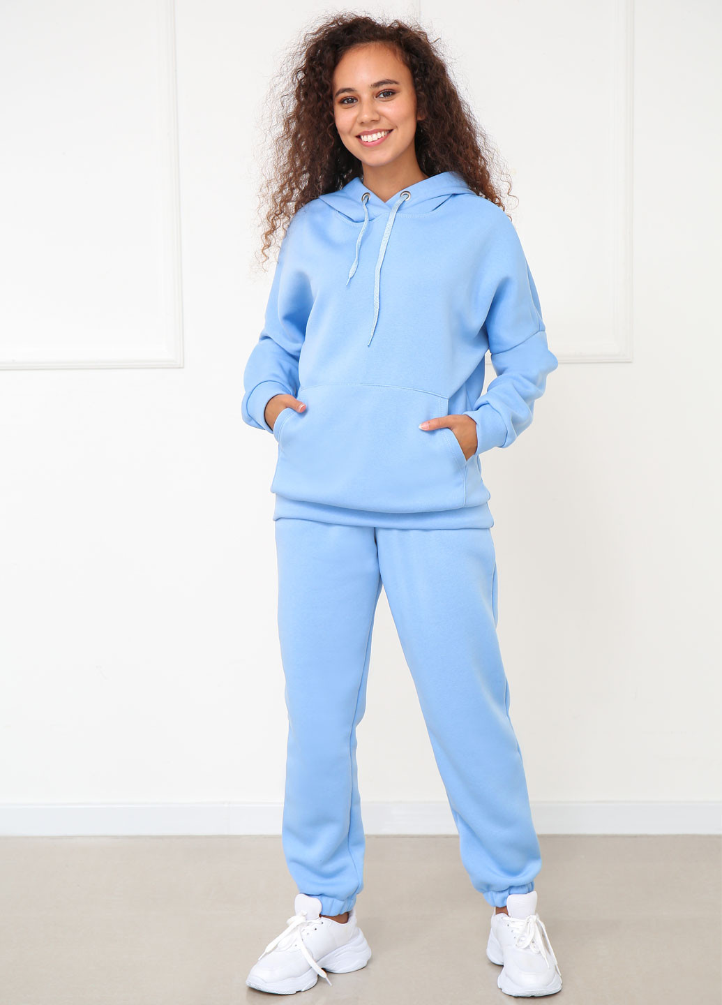 Женский утепленный спортивный костюм Fashion Girl WhyNot однотонный голубой спортивный
