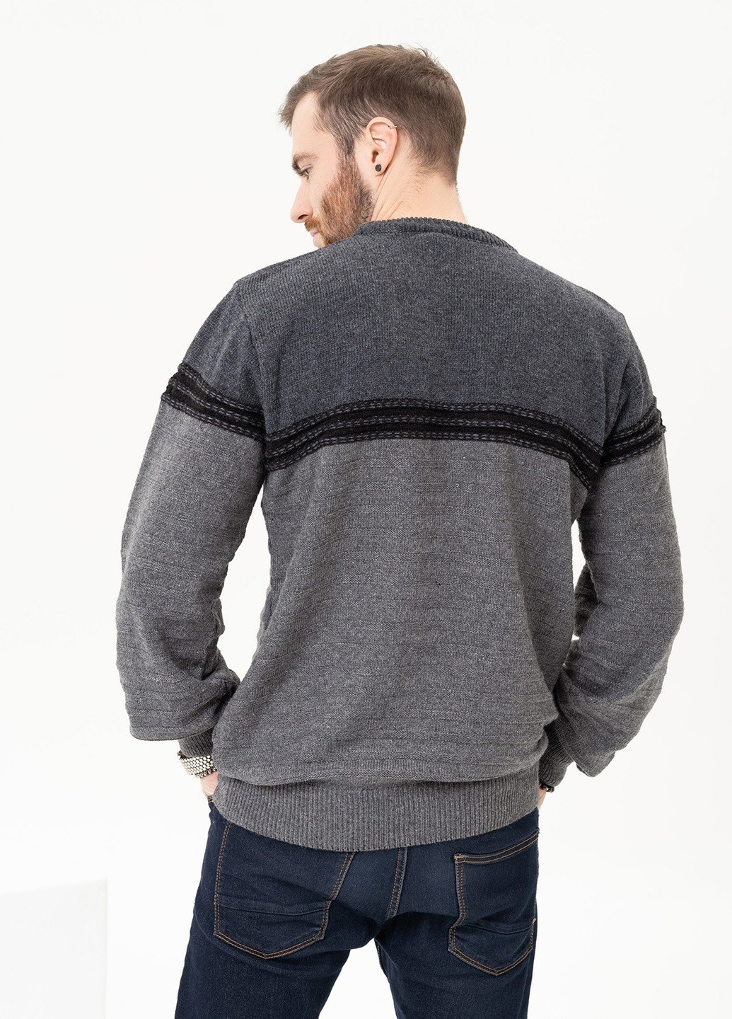 Серый зимний свитер мужской джемпер ISSA PLUS GN4-94