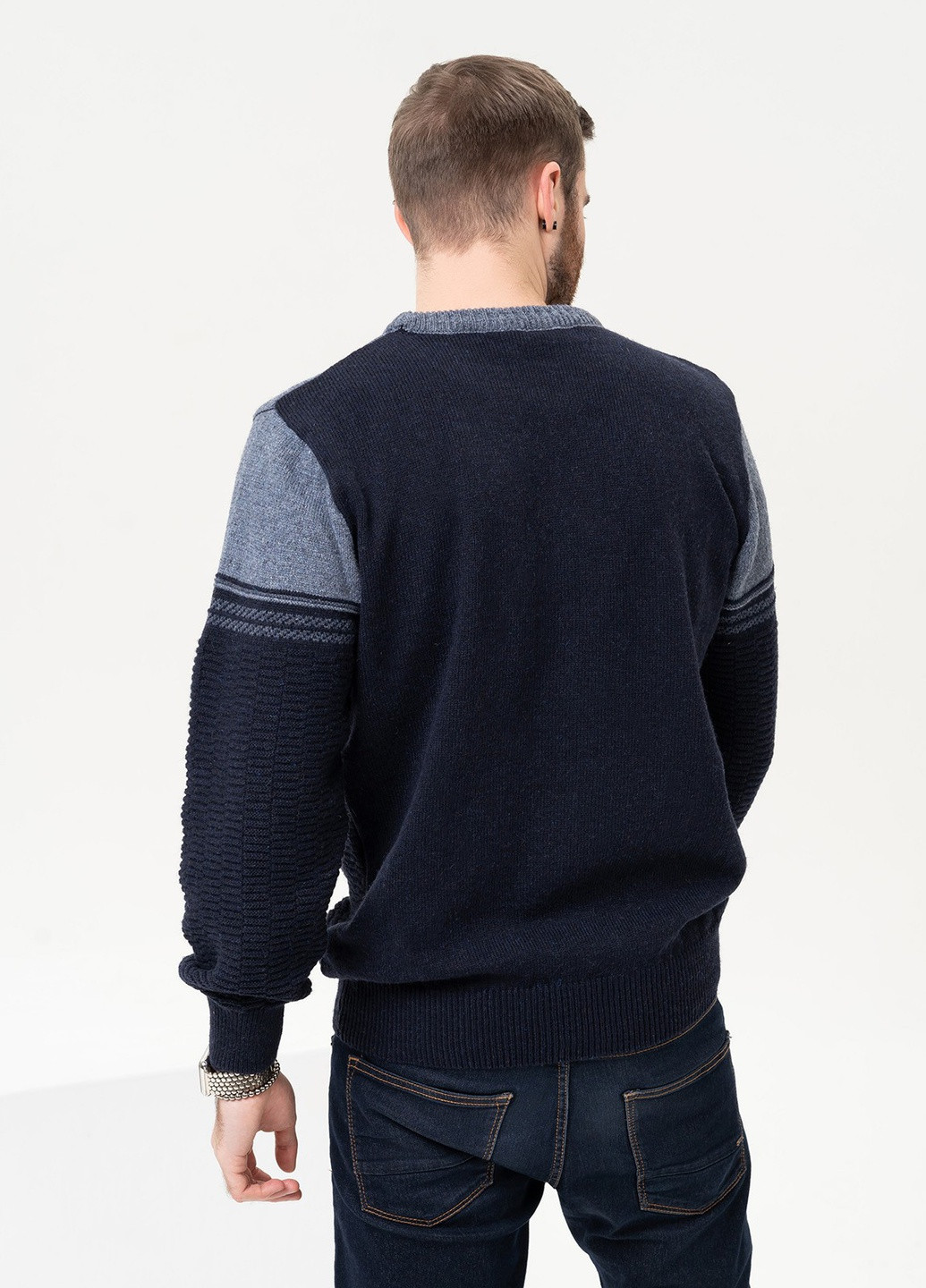 Темно-синий зимний свитер мужской джемпер ISSA PLUS GN4-92