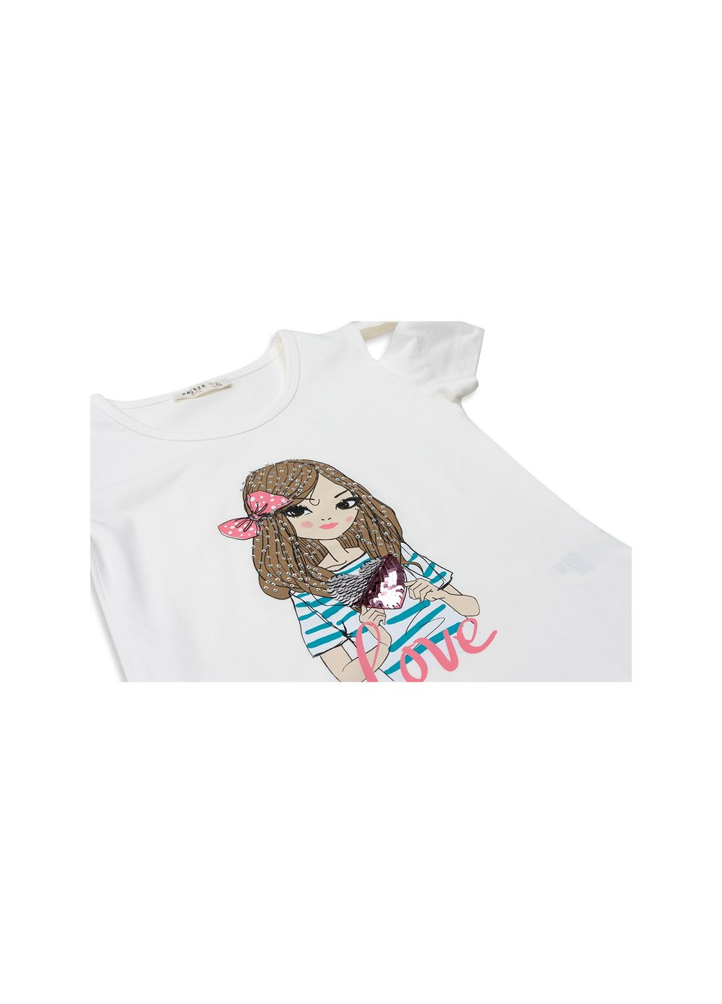 Комбінована футболка дитяча з дівчинкою (12361-128g-cream) Breeze