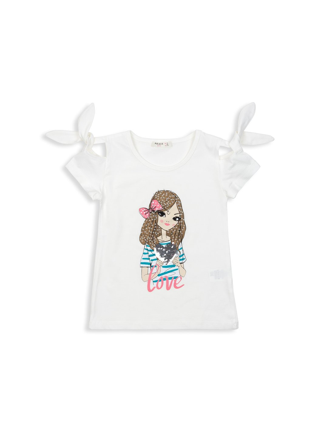 Комбінована футболка дитяча з дівчинкою (12361-128g-cream) Breeze