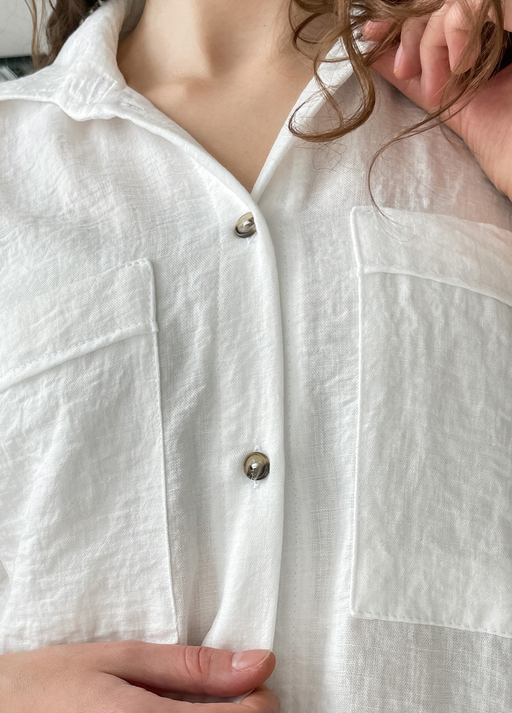 Белая кэжуал рубашка однотонная Merlini с коротким рукавом