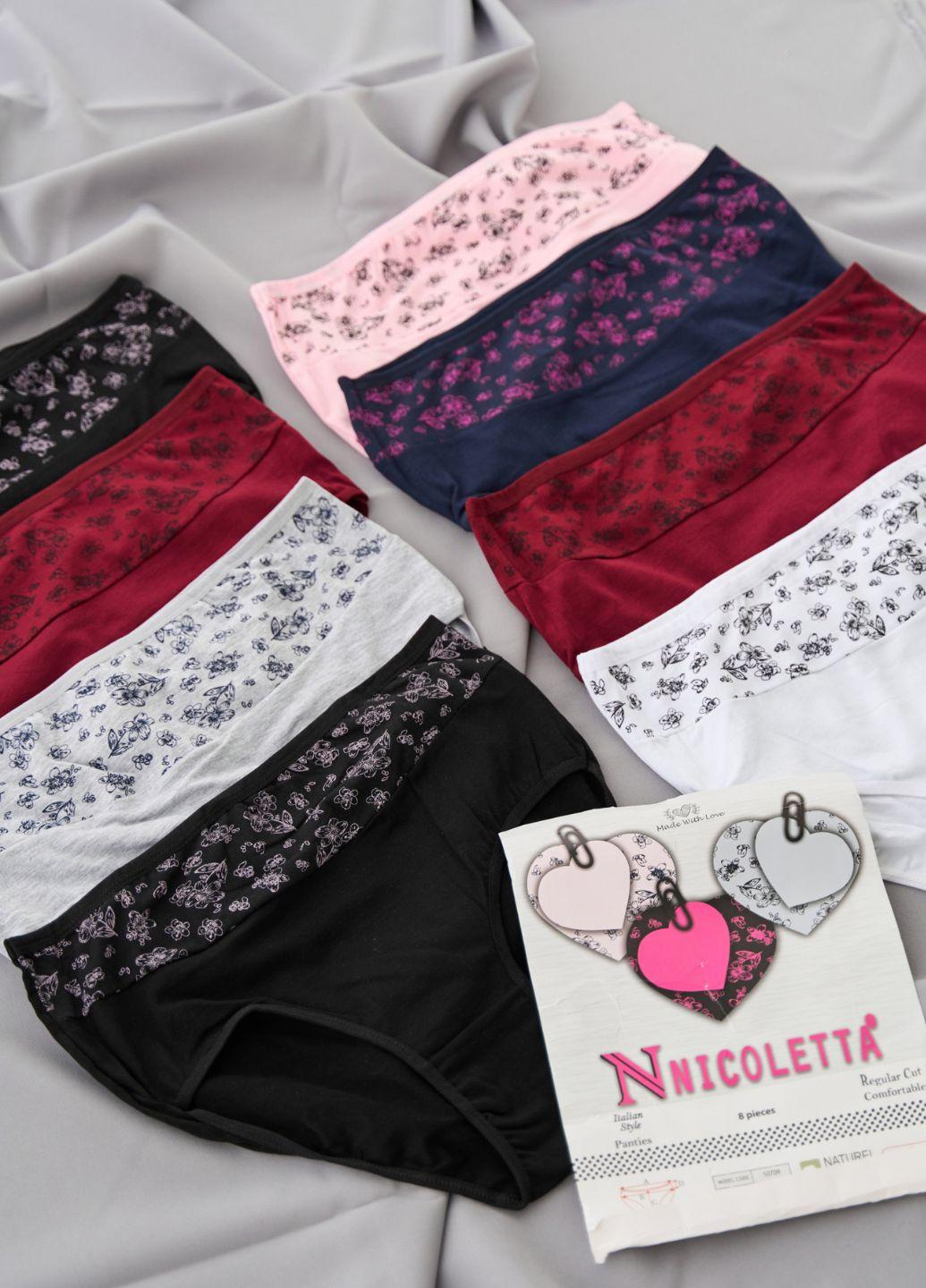 Пратичный и стильный набор белья роскошным дамам Nicoletta цветочные комбинированные повседневные хлопок