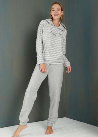 Серая всесезон пижама (худи, брюки) кофта + брюки ECROU