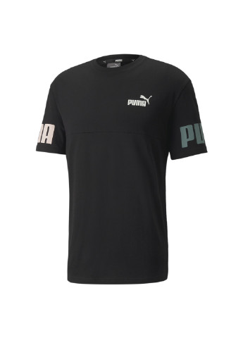 Черная демисезонная футболка power colourblocked men's tee Puma
