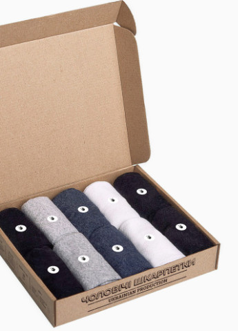 Набор мужских носков 10пар, короткие ассорти (4 цвета) 43-45 Rix однотонные комбинированные повседневные
