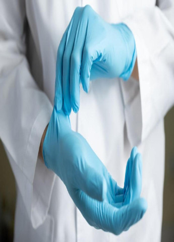 Перчатки нитриловые Blue текстурированные без пудры голубые M (3,6 г.) Medicom голубые