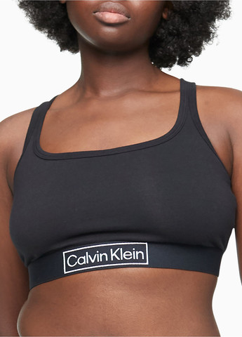 Чёрный топ бюстгальтер Calvin Klein без косточек хлопок