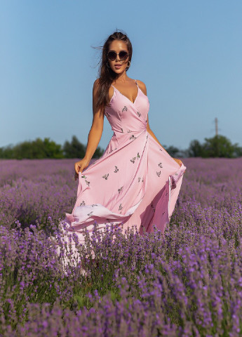 Розовое кэжуал платья ISSA PLUS с рисунком