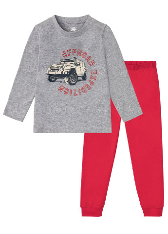 Серо-красная всесезон пижама (лонгслив, брюки) Lupilu