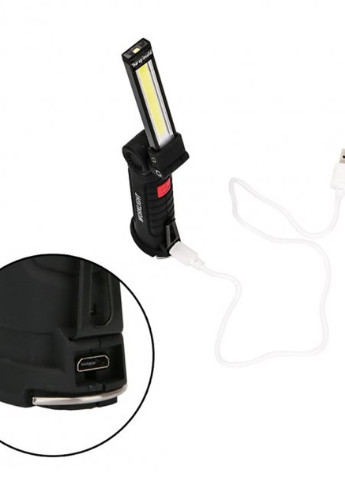Фонарь кемпинг W-51-SMD+COB, поворот на 180º+180º, магнит, зажим, крюк для подвеса, встроенный аккумулятор, ЗУ micro USB Led чёрный