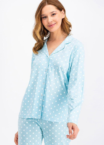 Голубая всесезон пижама (рубашка, брюки) рубашка + брюки ECROU