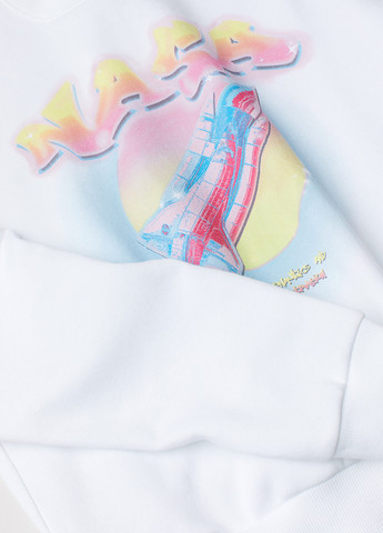 H&M свитшот надпись белый кэжуал хлопок, трикотаж