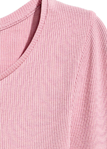 Лонгслів H&M однотонні рожеві кежуали модал, трикотаж