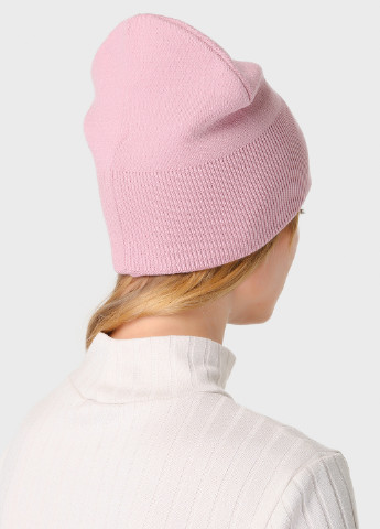 Теплая зимняя женская кашемировая шапка без подкладки 500108 DeMari Маракуйя бини однотонная розовая кэжуал кашемир