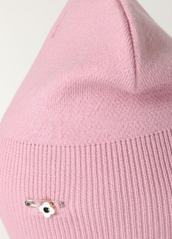 Теплая зимняя женская кашемировая шапка без подкладки 500108 DeMari Маракуйя бини однотонная розовая кэжуал кашемир