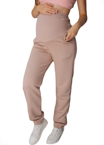 Утеплені спортивні штани-джогери для вагітних з кишенями HN джогери однотонні бежеві