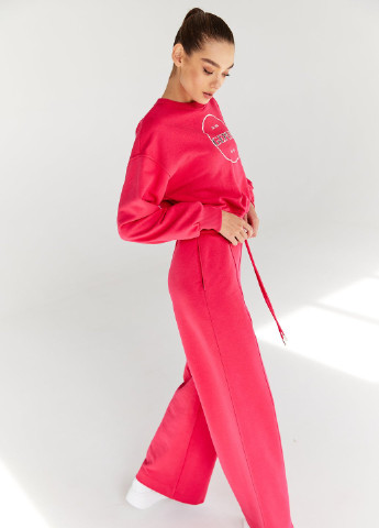 Малинові широкі штани Gepur однотонні рожеві