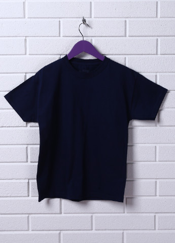 Темно-синяя летняя футболка с коротким рукавом Hanes
