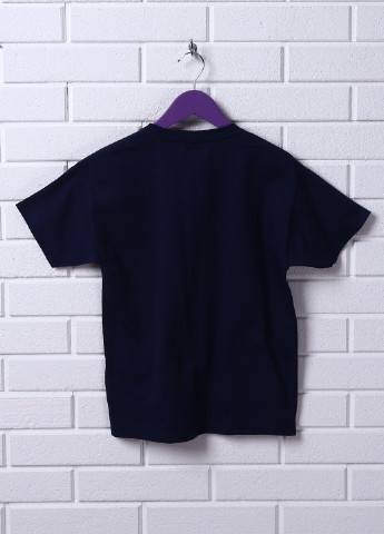 Темно-синяя летняя футболка с коротким рукавом Hanes