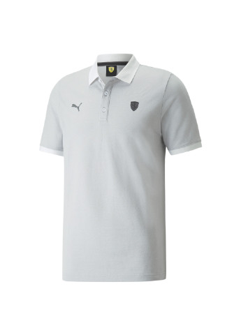 Белая демисезонная поло scuderia ferrari style two-tone men's polo shirt Puma
