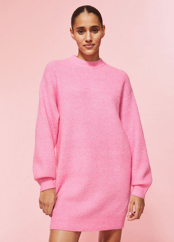 Розовое кэжуал платье платье-свитер H&M однотонное
