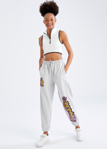 Трикотажні штани Los Angeles Lakers DeFacto Трикотажные брюки джогери написи світло-сірі кежуали трикотаж, бавовна