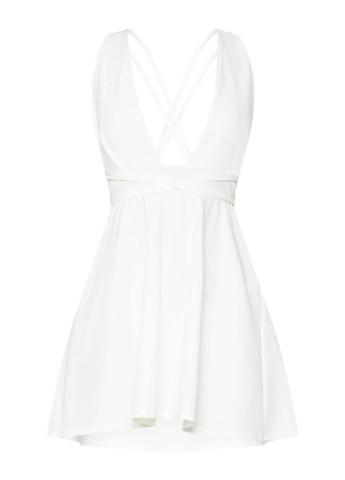 Білий кежуал сукня з відкритою спиною, кльош PrettyLittleThing однотонна